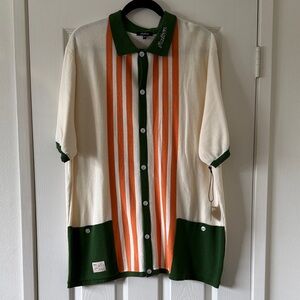 Malbon GABBIANO KNIT BUTTON UP - Ivory - XXL